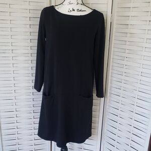 Eileen Fisher Black Long Sleeve Tunic Dress With Pockets Dress Size S